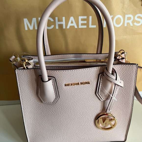 MICHAEL KORS Mercer Medium Pebbled Leather Crossbody Bag Pink - Picture 5 of 16